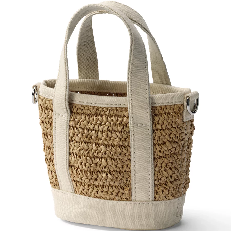 Mini Raffia Open Top Canvas Tote Bag view 4