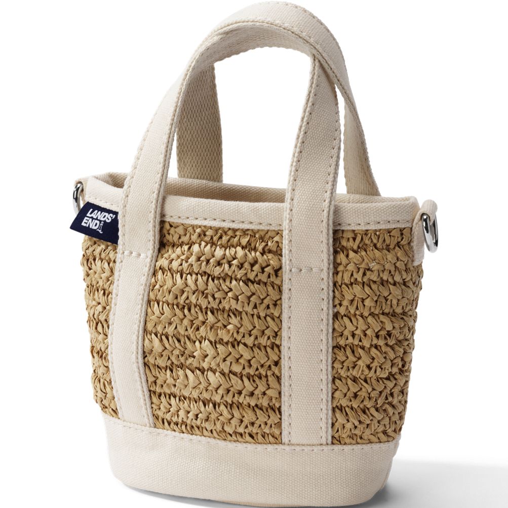 Mini Raffia Open Top Canvas Tote Bag | Lands' End
