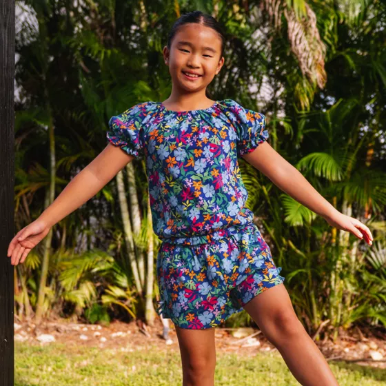Girls Knit Side Bow Shorts - primary