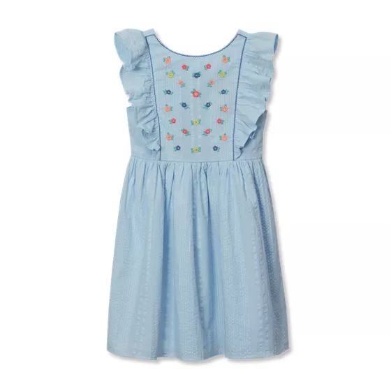 Girls Short Sleeve Seersucker Dress - primary