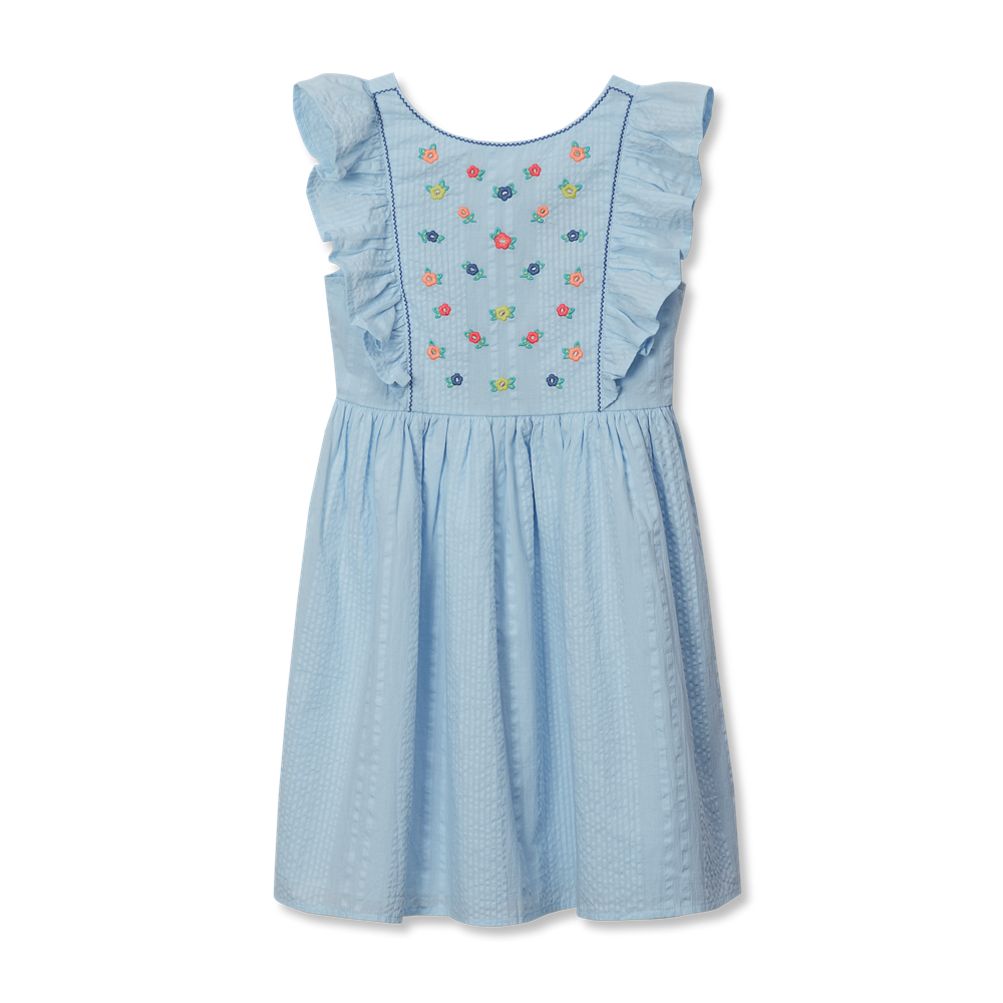 short sleeve seersucker dress Girls Short Sleeve Seersucker Dress