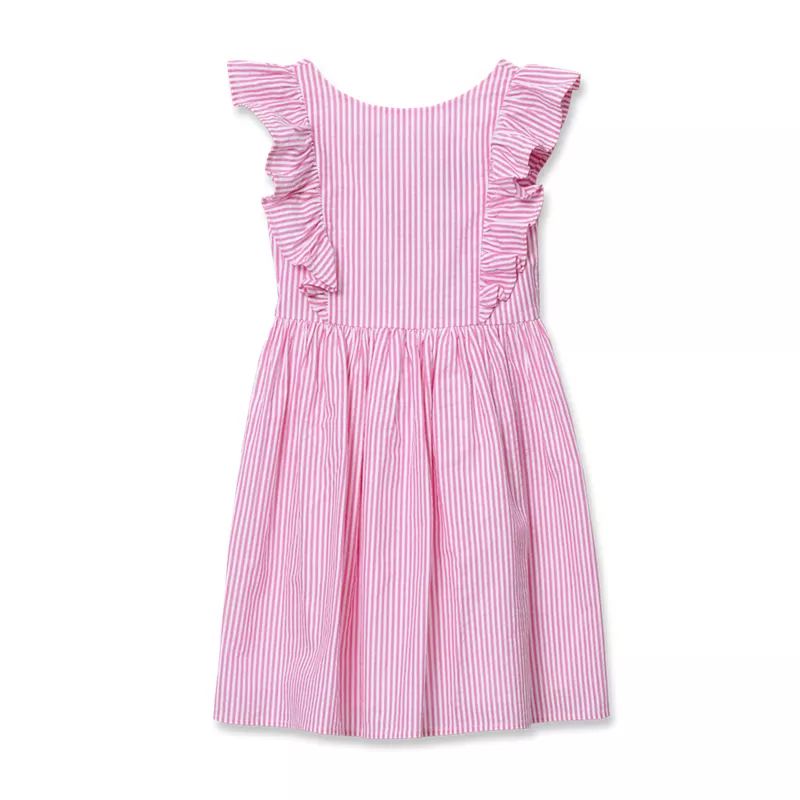 Girls Short Sleeve Seersucker Dress, alternative image