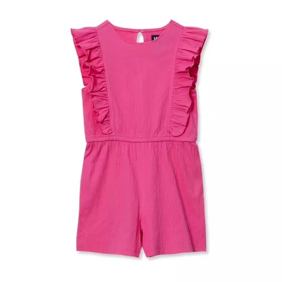Girls Sleeveless Ruffle Knit Romper - primary