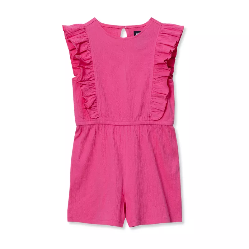 Girls Sleeveless Ruffle Knit Romper, alternative image