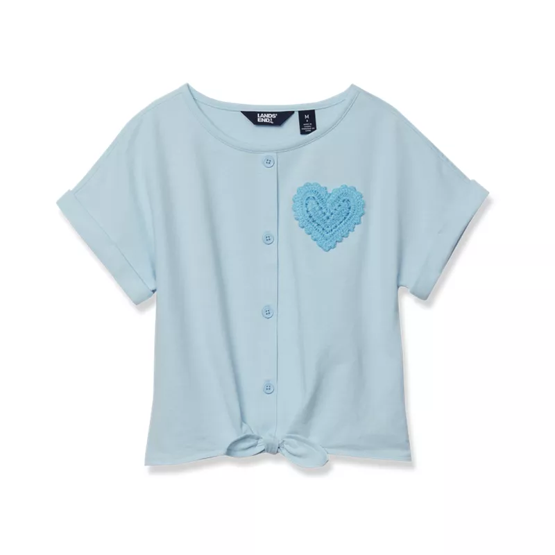 Girls Slouchy Button Front Terry Knit Top, alternative image