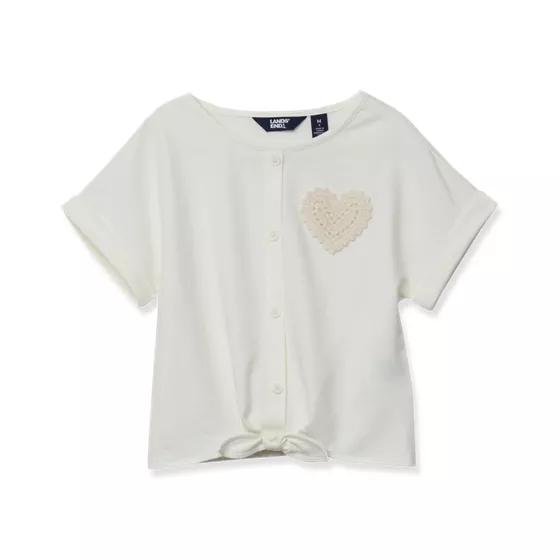 Girls Slouchy Button Front Terry Knit Top - primary