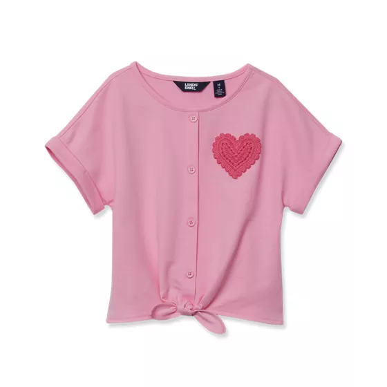 Girls Slouchy Button Front Terry Knit Top - primary