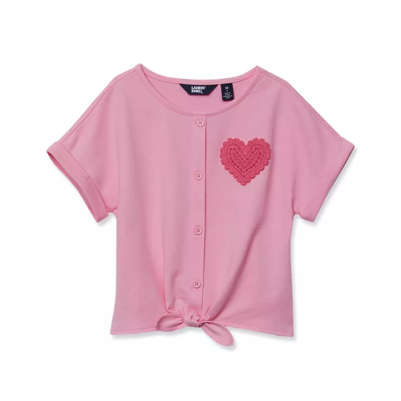 Girls Slouchy Button Front Terry Knit Top, alternative image