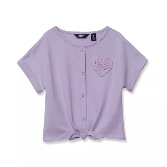 Girls Slouchy Button Front Terry Knit Top - primary