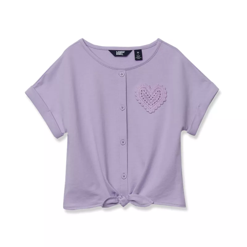 Girls Slouchy Button Front Terry Knit Top, alternative image