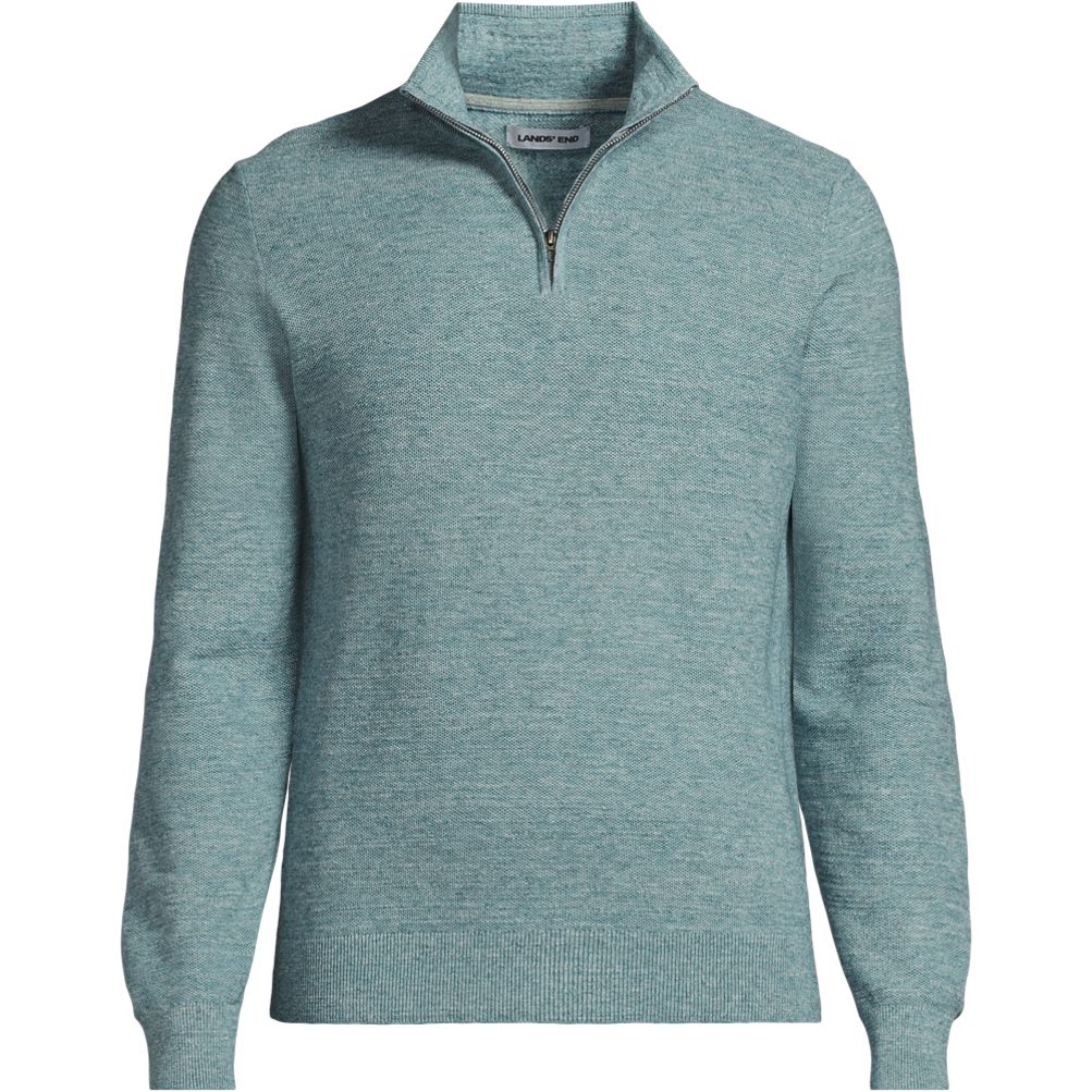 LANDS'END メンズ　ミントグリーン ラウンドネックニット XL Men's Long Sleeve Summer Weight Quarter Zip | Lands' End