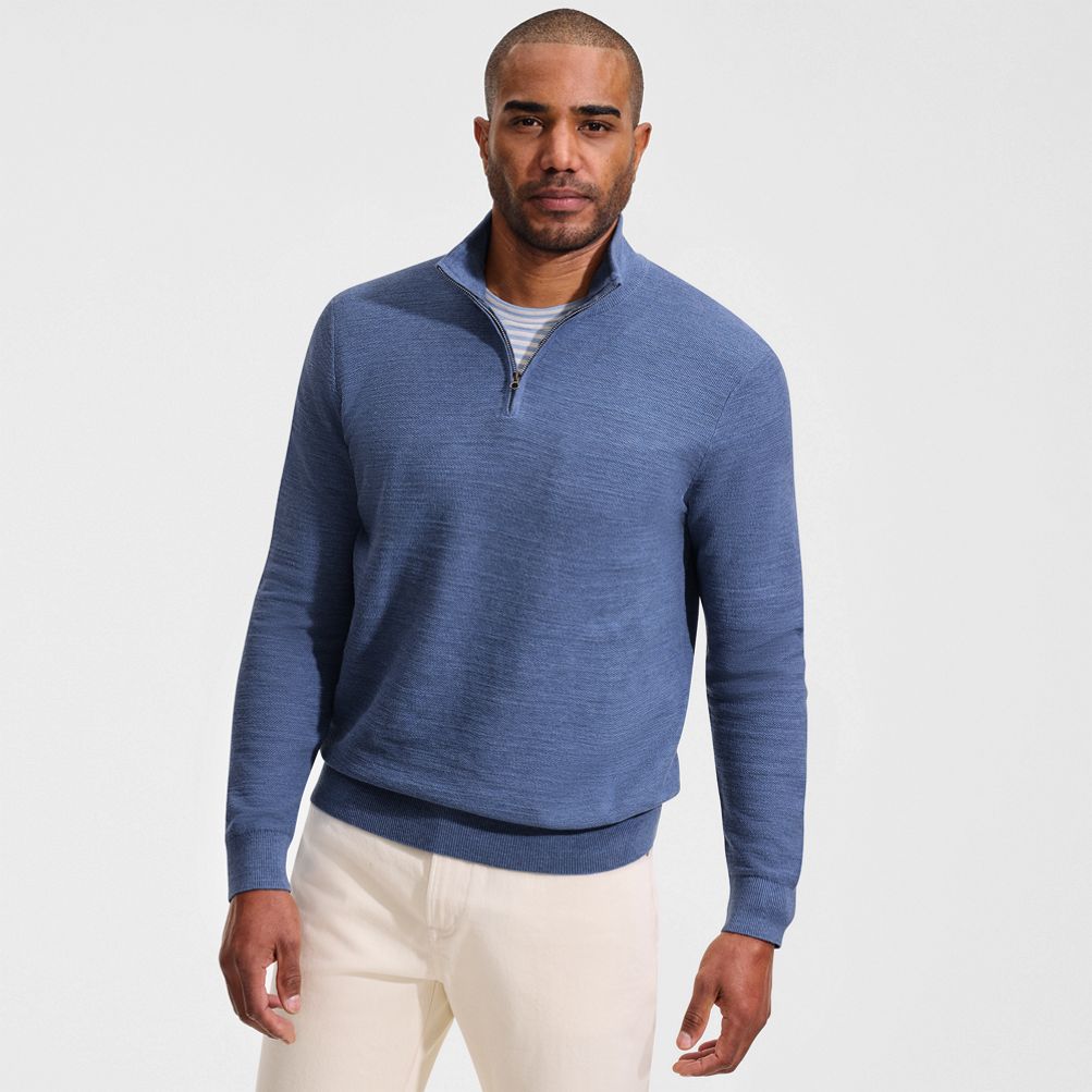 Men's Long Sleeve Summer Weight Quarter Zip | Lands' End