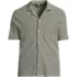 Men's Short Sleeve Cotton Linen Vertical Stripe Button Through Camp Collar Shirt, Front