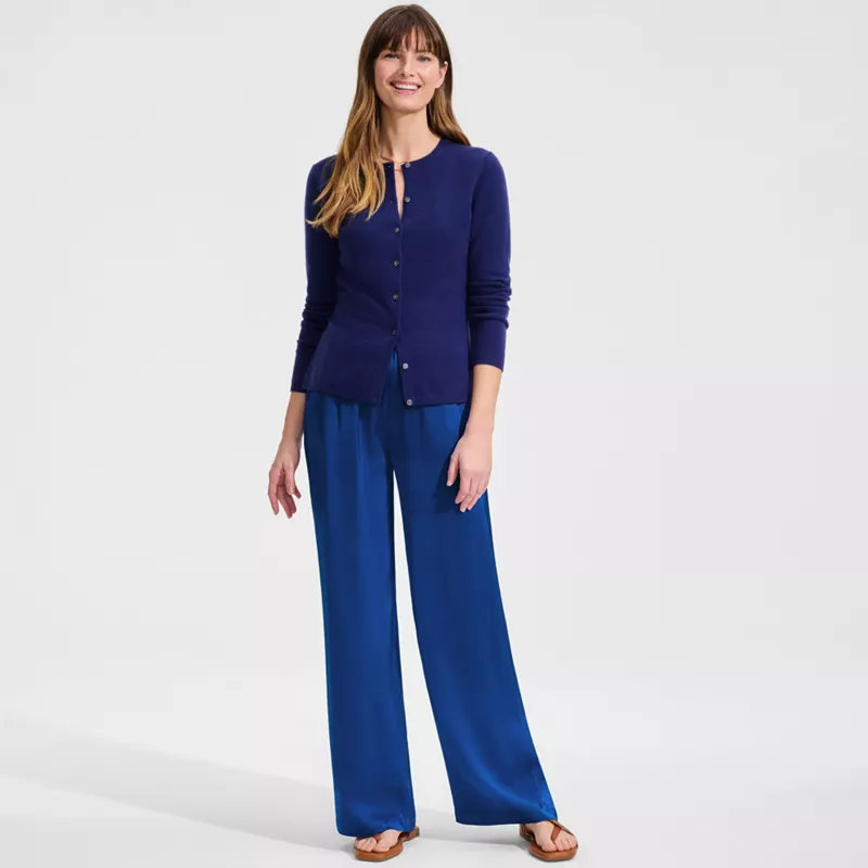 Women's Satin Mid Rise Relaxed Pull On Wide Leg Pants, alternative image