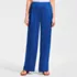 Women's Satin Mid Rise Relaxed Pull On Wide Leg Pants, Front