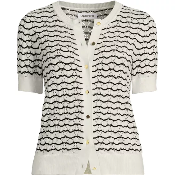 Women's Cotton Viscose Short Sleeve Cardigan Sweater - primary