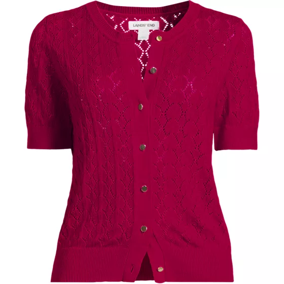 Women's Cotton Viscose Short Sleeve Cardigan Sweater - primary