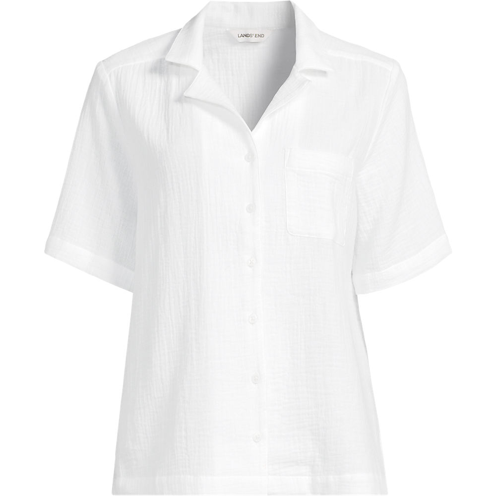 Cotton Cheesecloth Shirt, Women, size: 22, plus, White, Cotton, by Lands' End