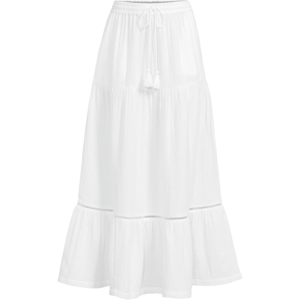 Cotton Cheesecloth Skirt, Women, size: 28, plus, White, Cotton, by Lands' End