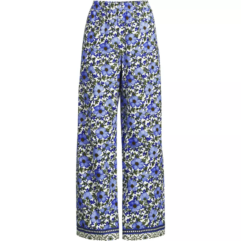 Women's Plus Size Poplin High Rise Extra Wide Leg Pants, Front