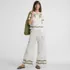 Women's Poplin High Rise Extra Wide Leg Embroidered Pants, alternative image