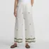 Women's Poplin High Rise Extra Wide Leg Embroidered Pants, Front