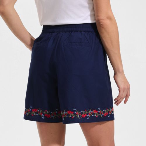 Women's Poplin Embroidered High Rise 7" Pull On Shorts - image 2
