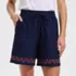 Women's Poplin Embroidered High Rise 7" Pull On Shorts, Front
