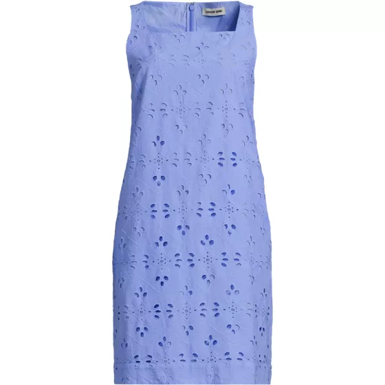 Women's Plus Size Sleeveless Eyelet Shift Above the Knee Dress - primary