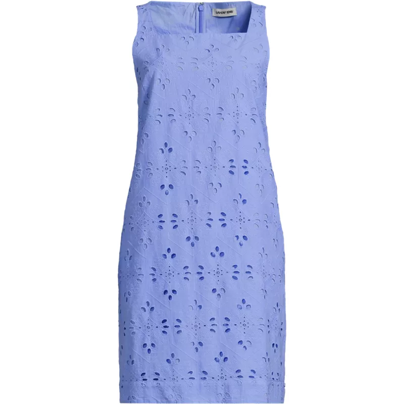 Women's Plus Size Sleeveless Eyelet Shift Above the Knee Dress, Front
