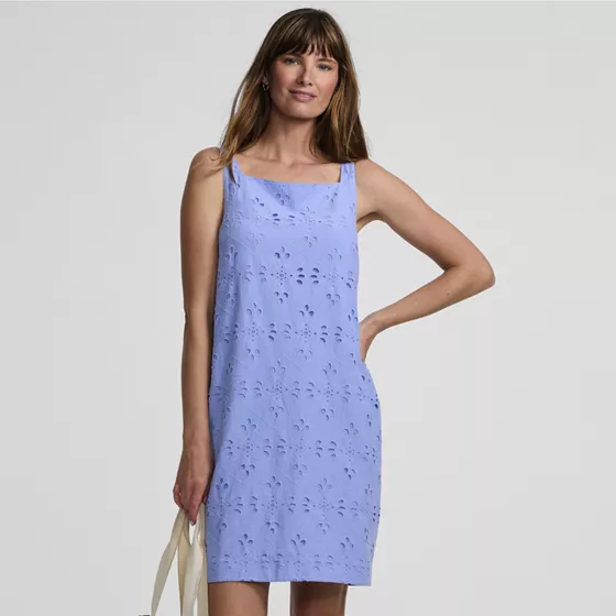 Women's Sleeveless Eyelet Shift Above the Knee Dress - primary