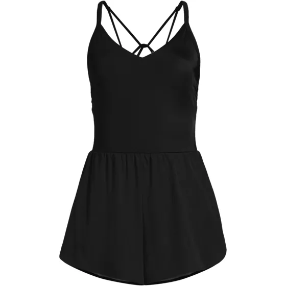 Women's Long Torso Tugless V-neck Strappy X-Back Swim Romper - primary
