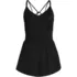 Women's Long Torso Tugless V-neck Strappy X-Back Swim Romper, Front