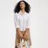 Women's Eyelet Cropped Button Front Shirt, alternative image