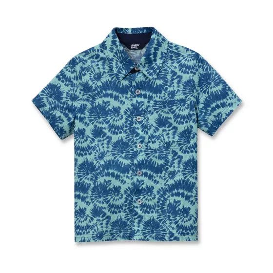 Boys Short Sleeve Linen Slub Button Down Shirt - primary