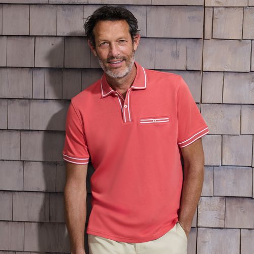 Welt Pocket Supima Polo Shirt, Men, size: XL, regular, Red, Cotton, by Lands' End