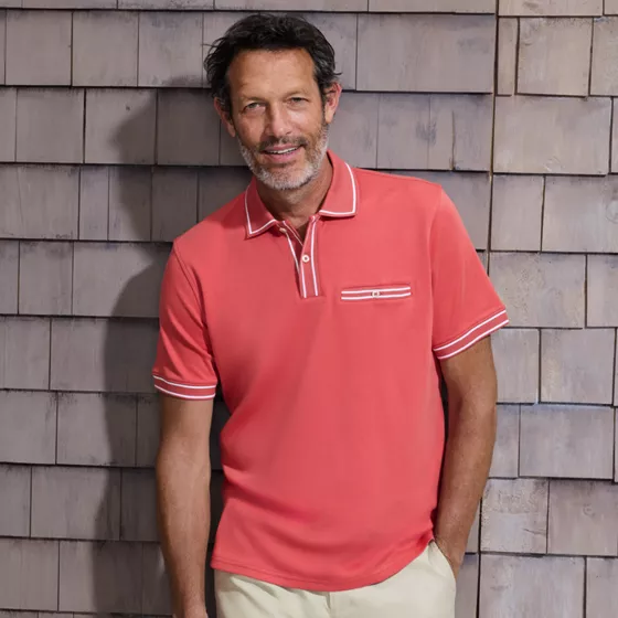 Men's Short Sleeve Tipped Welt Pocket Performance Supima Polo - primary