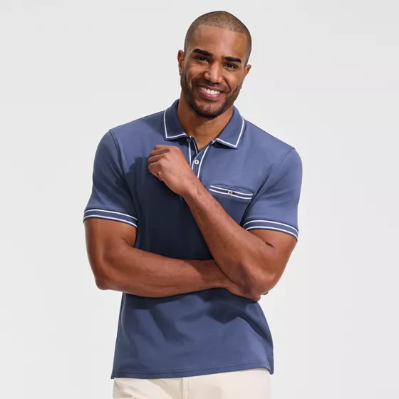 Men's Short Sleeve Tipped Welt Pocket Performance Supima Polo - primary
