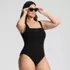 Womens Plus Size Boucle Square Neck Scoop Back One Piece Swimsuit, alternative image