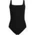 Womens Boucle Square Neck Scoop Back One Piece Swimsuit, Front