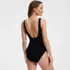Womens Boucle Square Neck Scoop Back One Piece Swimsuit, Back