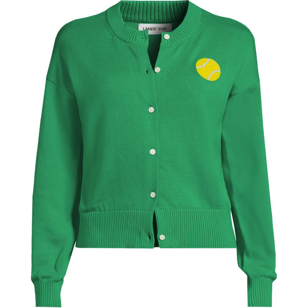 Women's Cotton Embellished Cardigan Sweater | Lands' End