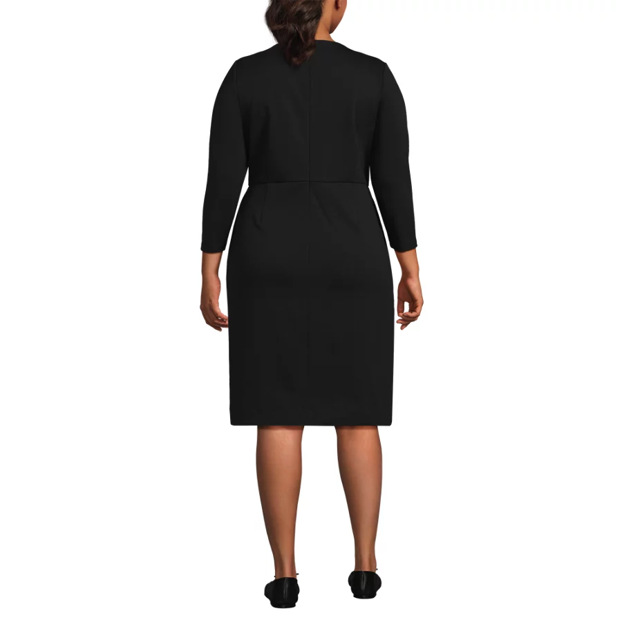 School Uniform Women's Ponte 34 Sleeve Vneck Dress view 5