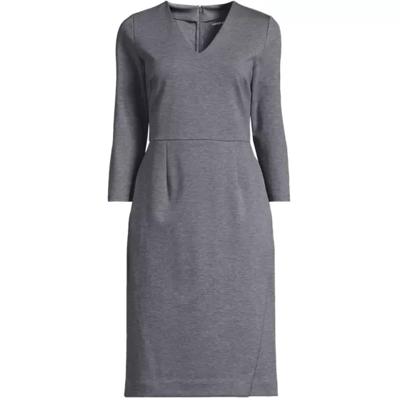 School Uniform Women's Ponte 3/4 Sleeve Vneck Dress - primary