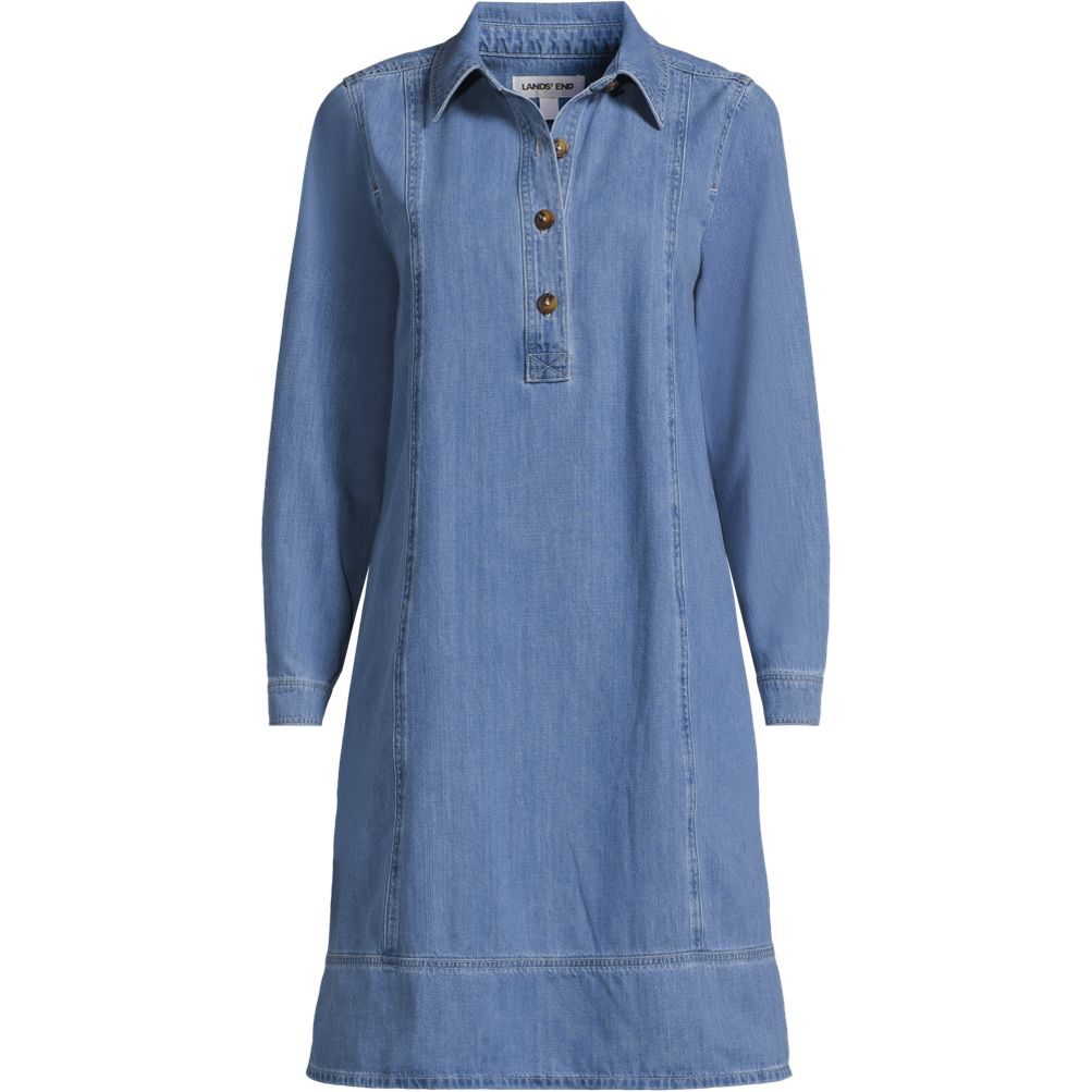 denim popover dress Lucky Brand Boho Rodeo Western Size M 38 long 100% cotton Machine wash and dry Imported Exclusive to The Vermont Country Store Madewell Denim Popover Mini Dress