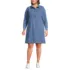 Women's Plus Size Light Weight Denim Popover At the Knee Dress, Front