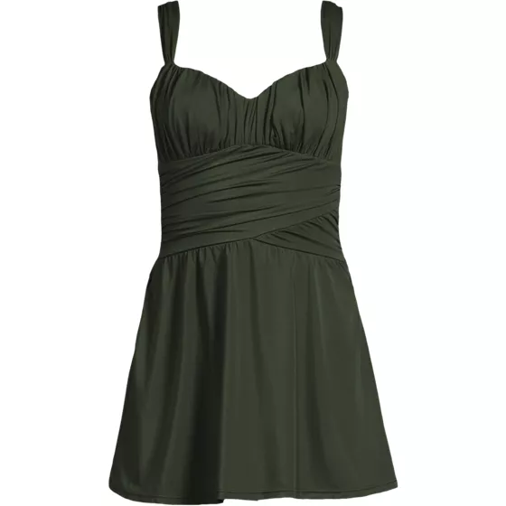 Women's Slender Lite Sweetheart Shirred Swim Dress - primary