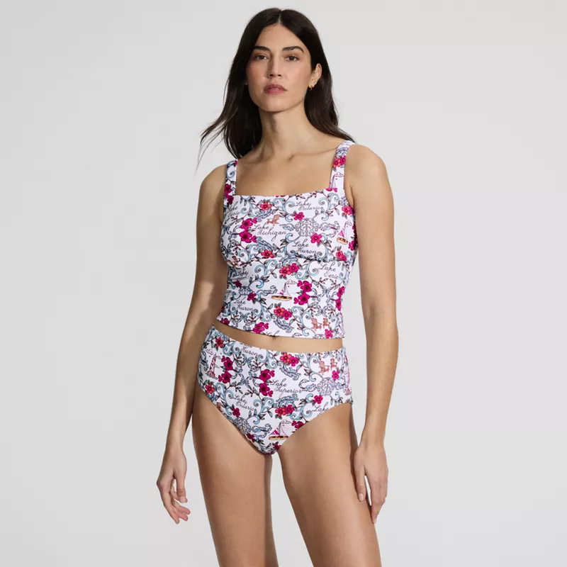 Women's Mastectomy LE x T and T The Tiffany Square Neck Midkini Set, Front