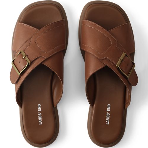  Lands' End Lederpantoletten, Damen, Größe:37 Regular, Beige, Leder, By Lands' End 