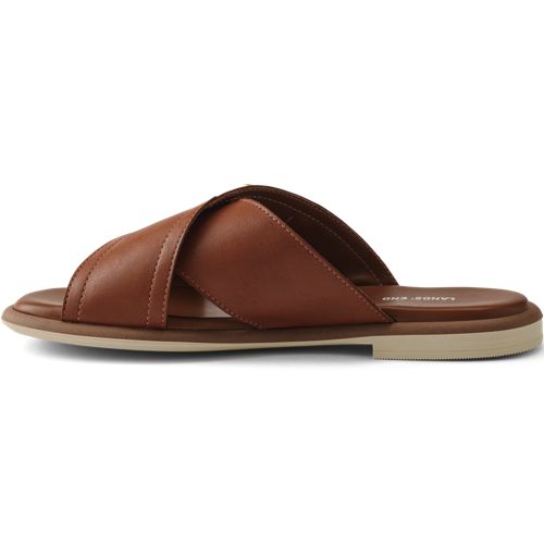  Lands' End Lederpantoletten, Damen, Größe:37 Regular, Beige, Leder, By Lands' End 
